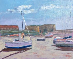 Beadnell Harbour I, Oil on Board, painted on location