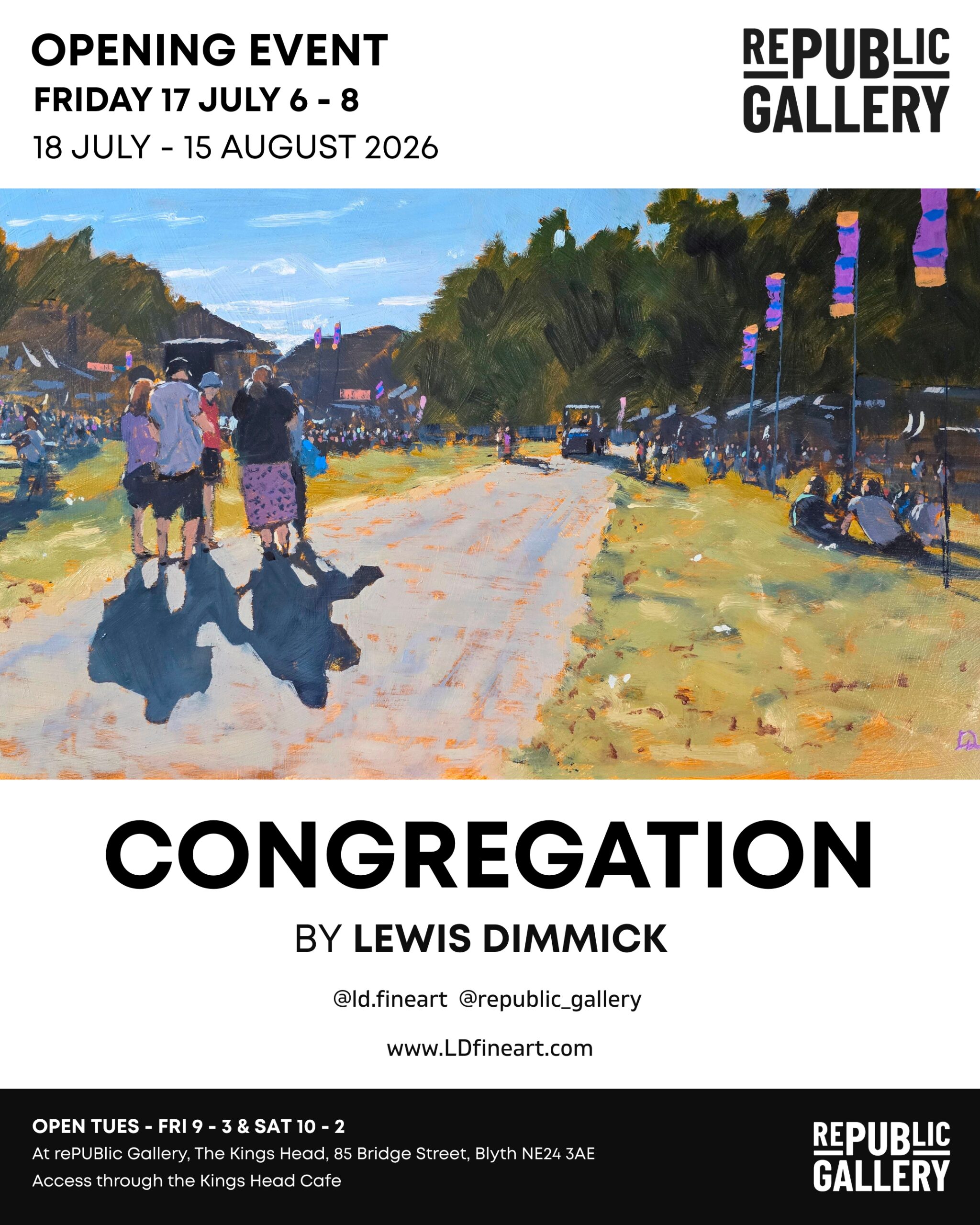 Exhibition Poster for Lewis Dimmick debut solo show with Republic Gallery in Blyth Northumberland